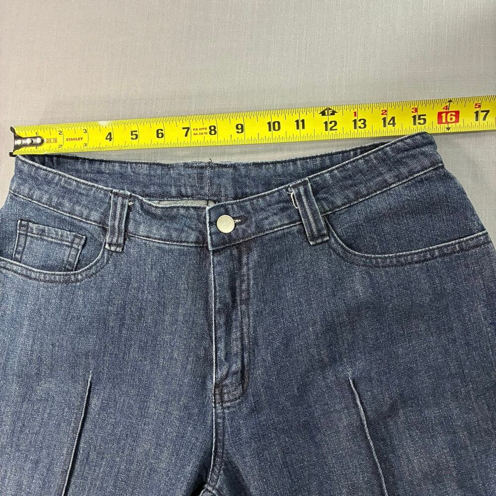 Women's Wide Leg Flare Jeans 30x31 Blue High Rise Stretch Denim Unbranded - Picture 9 of 12